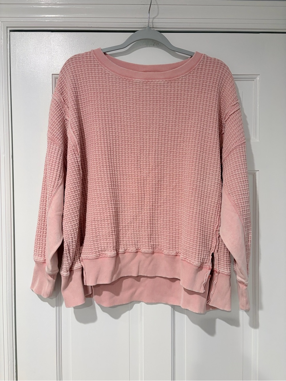 American Eagle “Seriously Lived-In” Pink Waffle Knit Pullover – XS